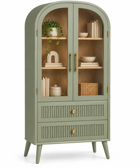 Vitrina de almacenamiento con formas arqueadas, verde