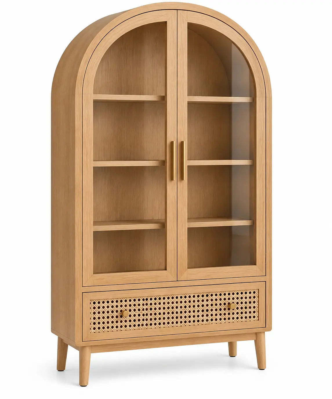 Vitrina de almacenamiento con formas arqueadas, marrón